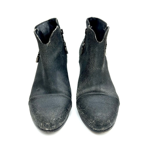 Rag & Bone Margot Black Crackled Leather Block Heel Ankle Boots Size 40 / 10 - Picture 5 of 12